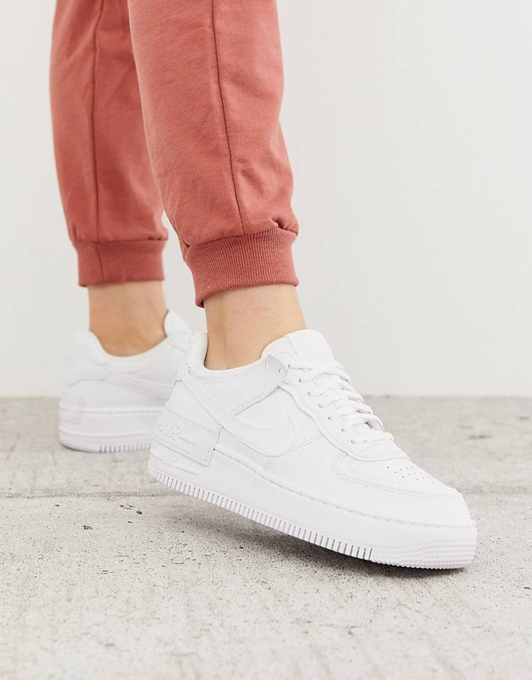 Nike Air Force 1 Shadow trainers in triple white